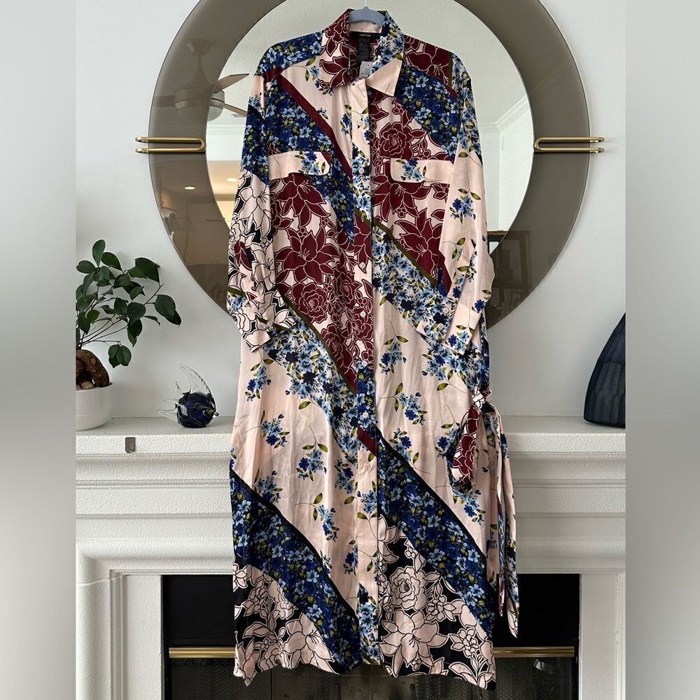 NWT SMYTHE Floral Print Shirt Dress, Size L - Picture 2 of 6